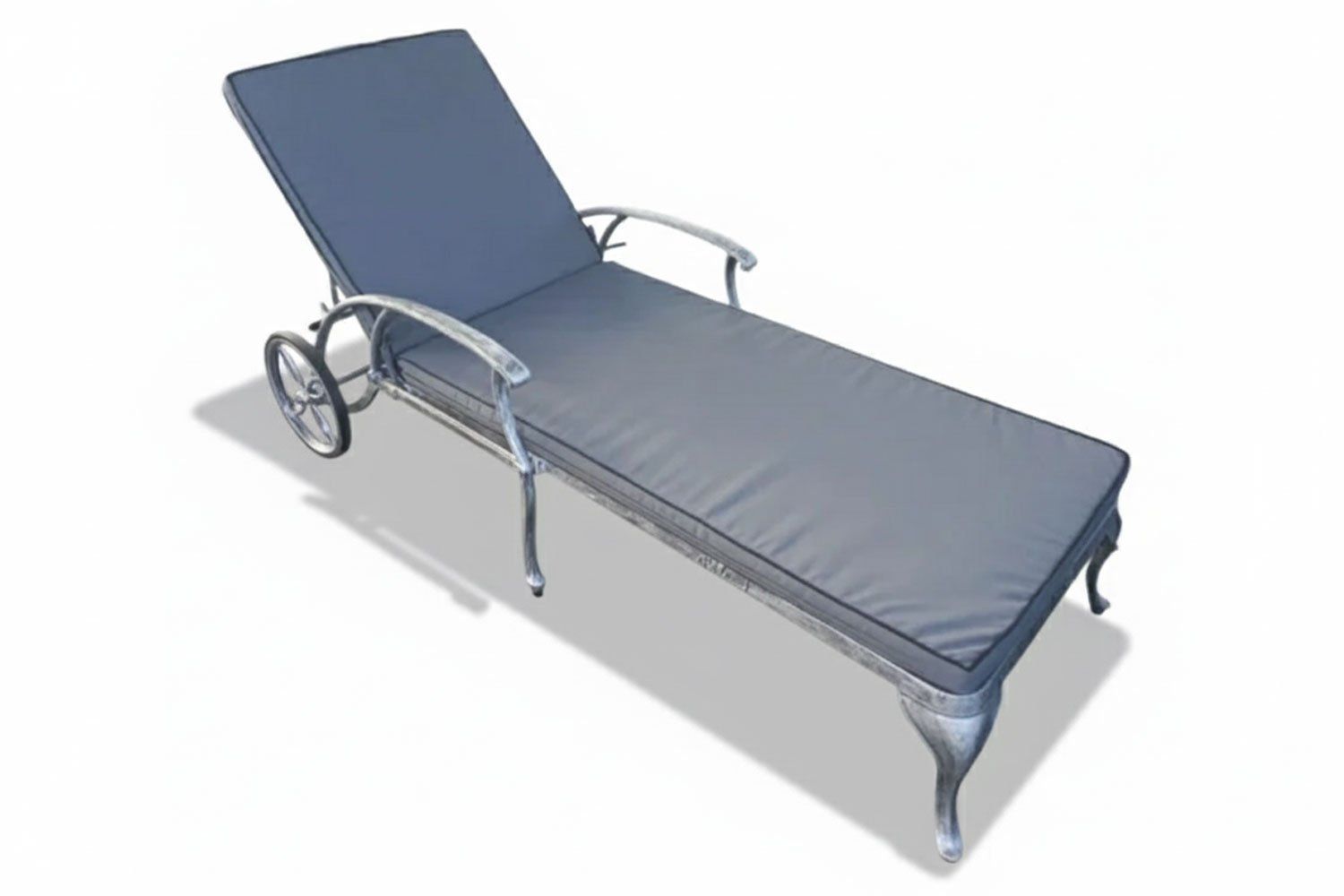 Aluminium Sun Lounger (Silver, Deluxe Charcoal Cushion)
