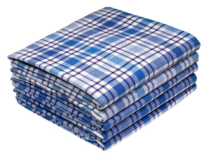 Multipurpose, Easy Fit, Absorbent Kitchen Towel - Design 2129 - 048x070cms - (05 Pc Pack) - Checks - Victoria Blue