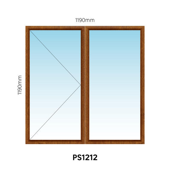 Window PVC Side Hung PS1212 1 Vent Wood Finish-w1190xh1190mm