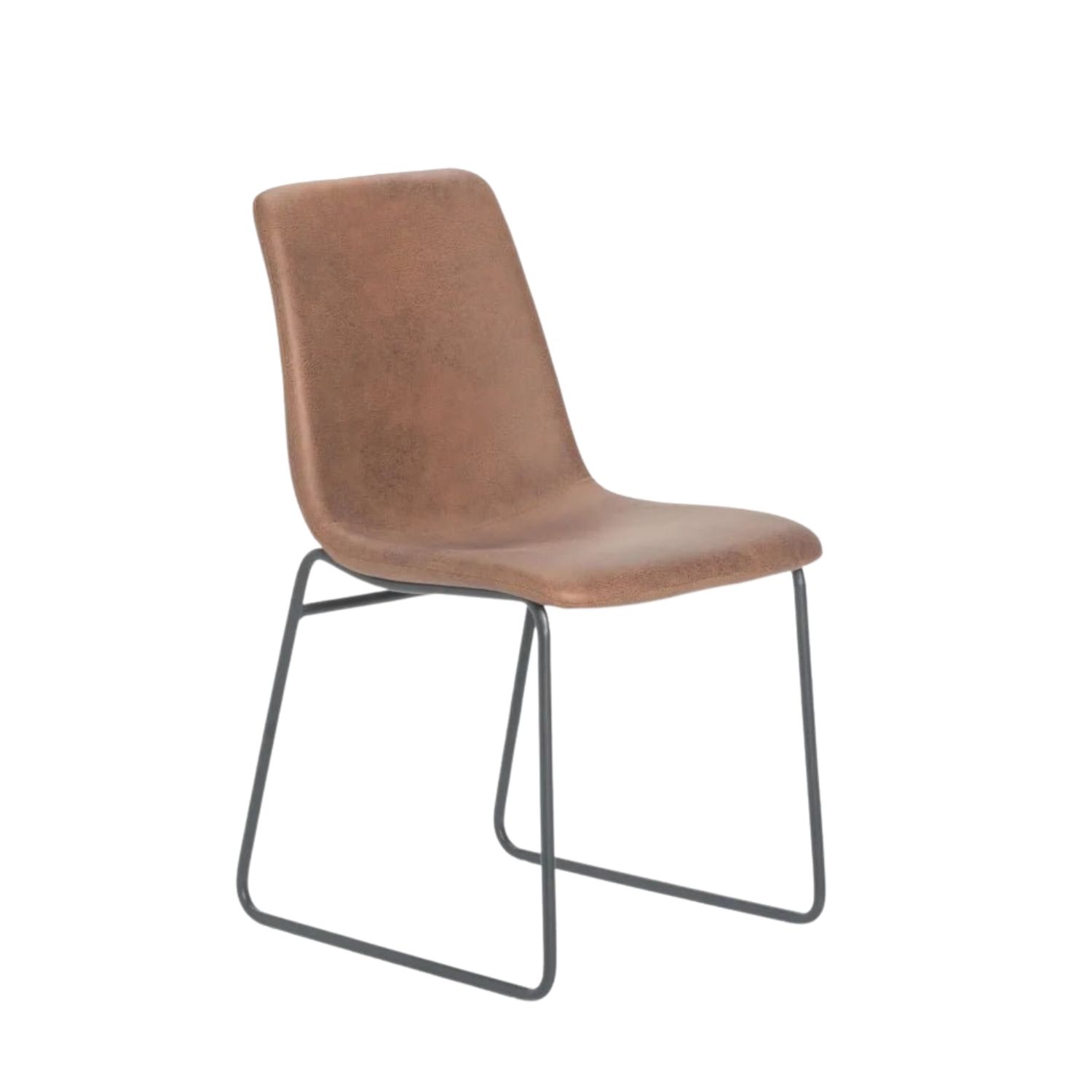 Modern Fabric Dining Chair with Metal Frame - Brown