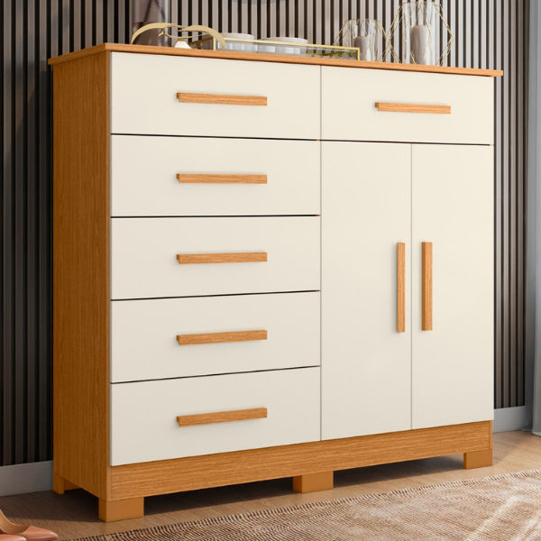 Xangai Chest Of Drawer Dresser Cinnamon/Off White
