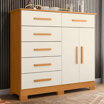 Xangai Chest Of Drawer Dresser Cinnamon/Off White