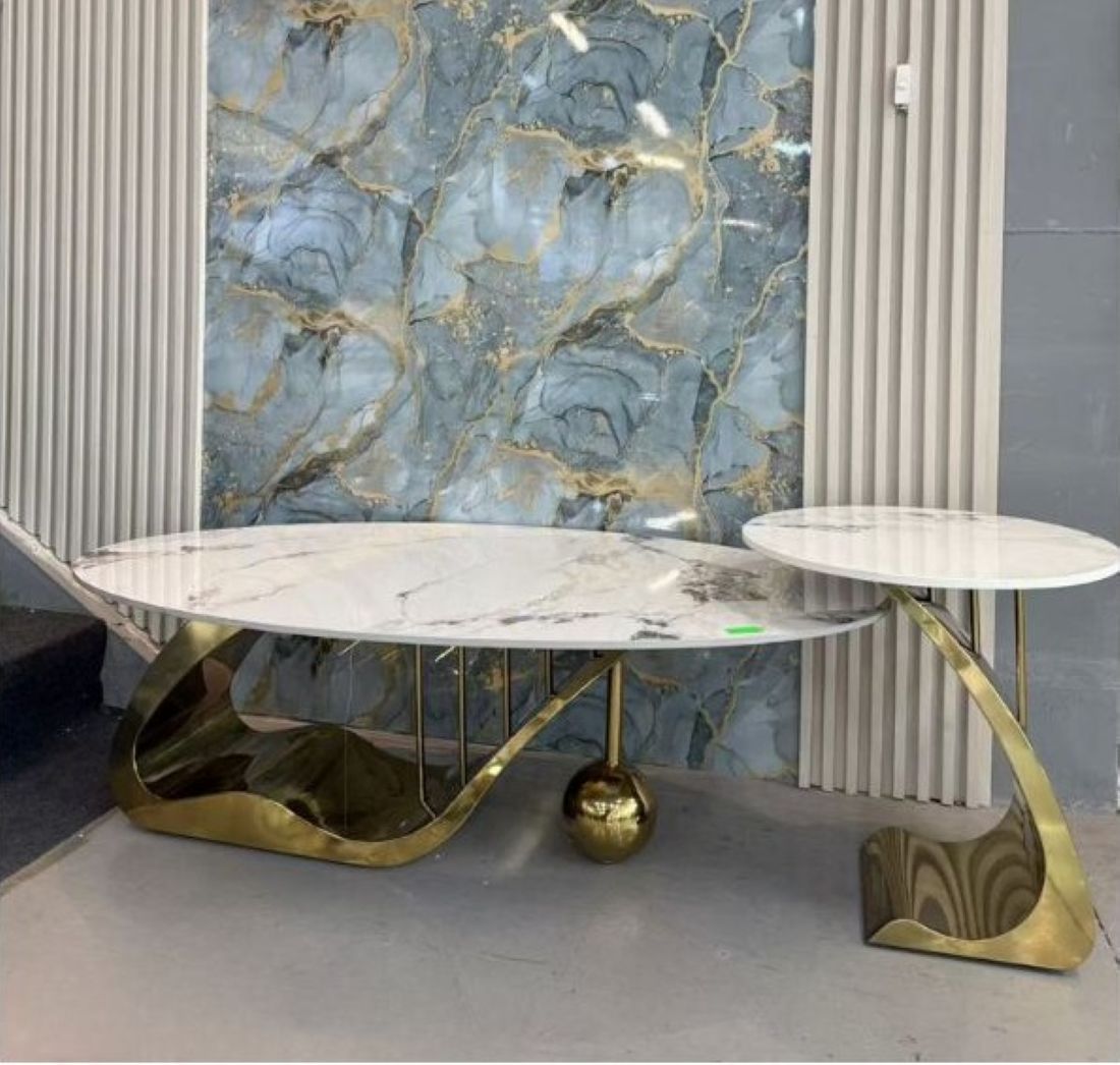 Aurora Marble & Gold Coffee Table Set