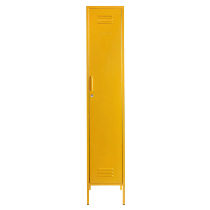 Steel Single Door Skinny Wardrobe Storage Cabinet Cupboard Locker - Mustard Yellow
