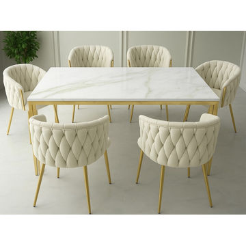 EFURN- Cream Valentina 7pc Dining Set