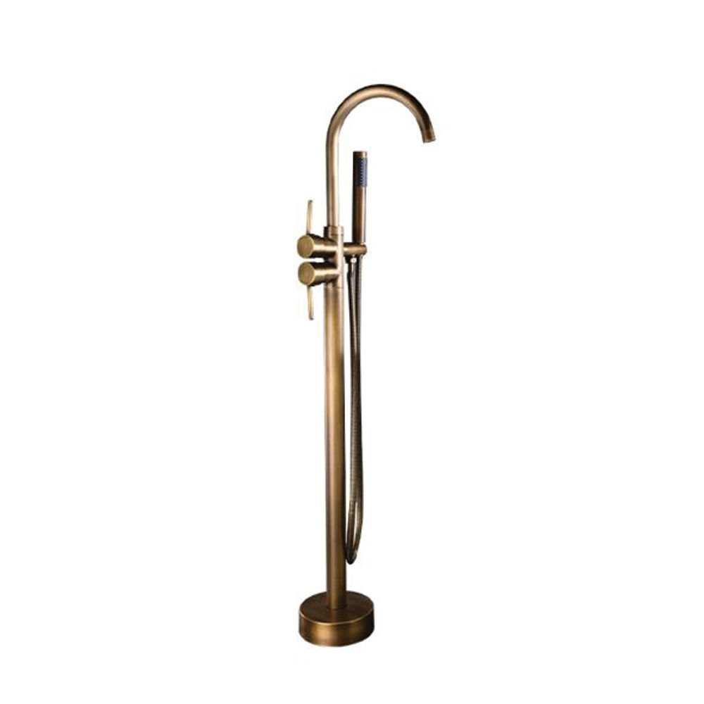 TTB014B- Brass Gooseneck Floor-Mounted Mixer