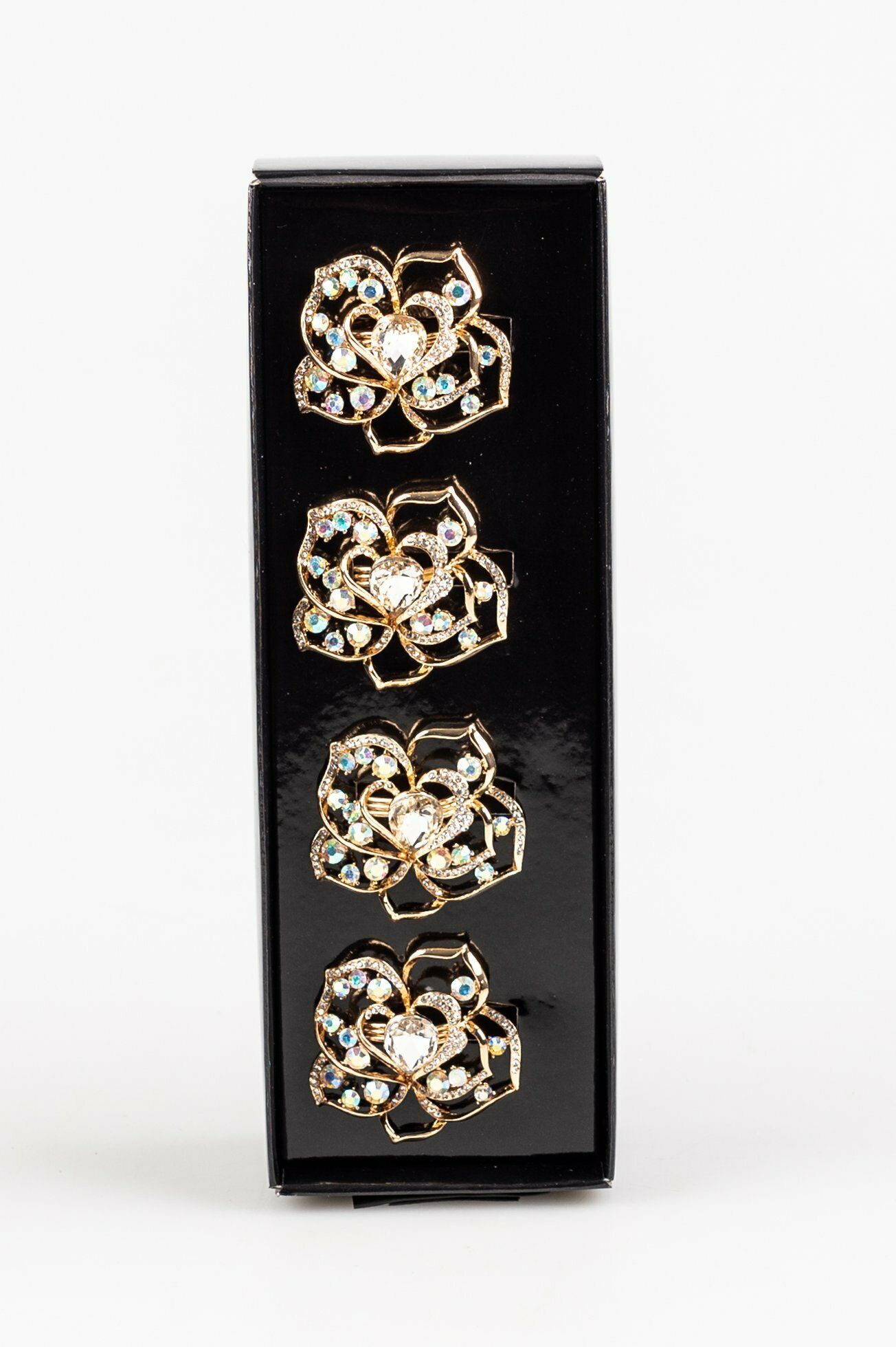 Gold Diamond Napkin Ring Set/4