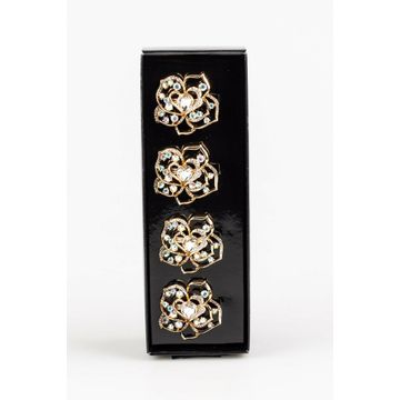 Gold Diamond Napkin Ring Set/4