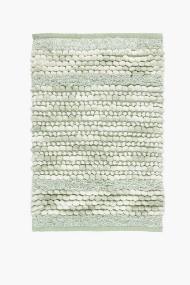 2 PIECE TEXTURED STRIPE BOBBLE TWIST BATH MAT SET Soft, Stylish & Modern Bathroom Comfort