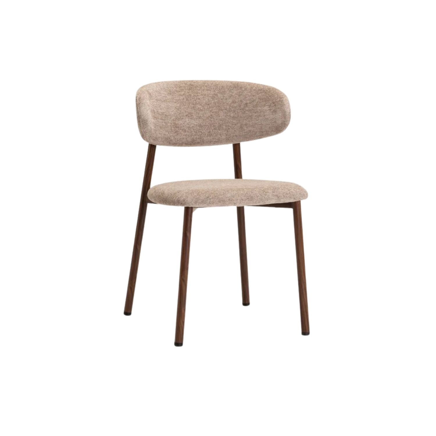 Latte Fabric Dining Chair with Walnut Legs