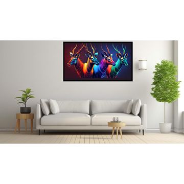 Canvas Wall Art - Colourful Impalas Painting - B1599 [120 x 80 cm]