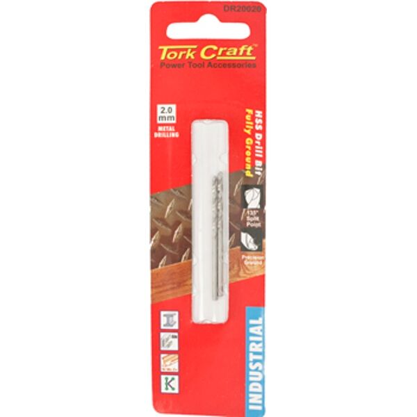 Drill Bit Hss Industrial 2.0Mm 135Deg 2/Card