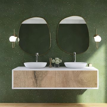 Kirkwall and White Modern Dual Basin Wall-Mount Vanity