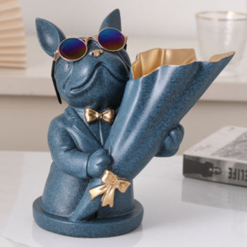 Bulldog Vase -Blue