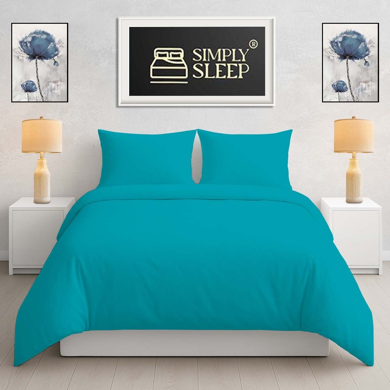 Simply Sleep - Everyday Collection Duvet Cover Set - Plain - 90GSM- (6Sets) Peacock Blue - Double
