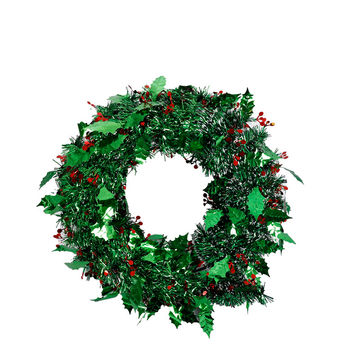 Christmas Wreath - Christmas Decorations - Tinsel - Green - 38cm - 2 Pack
