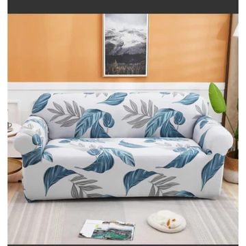Nu Dekor - Elastic Couch Cover Set (3-2-1) - Blue /Grey Flowers
