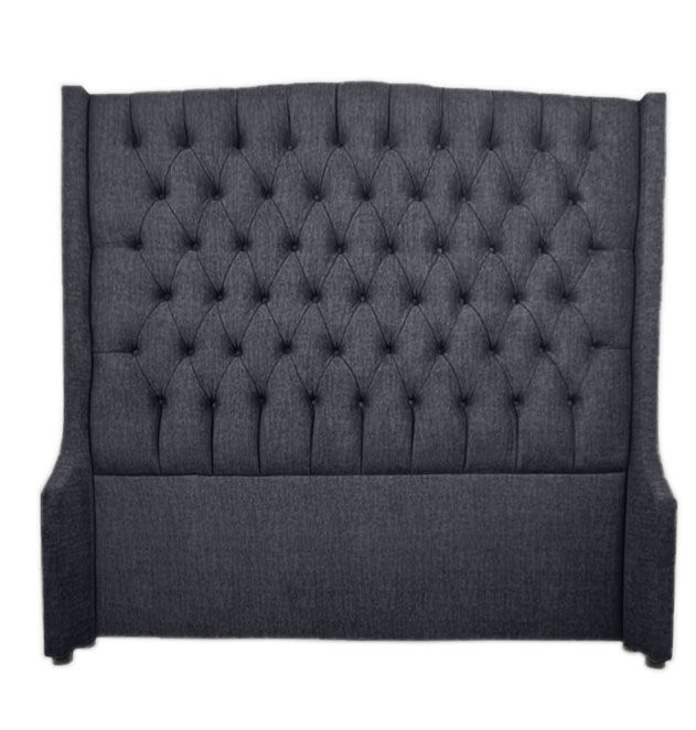 Reya Buttoned Wing Headboard Double Black