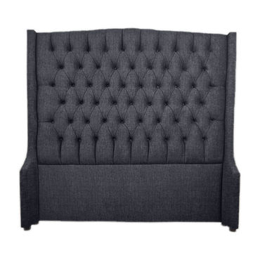 Reya Buttoned Wing Headboard Double Black