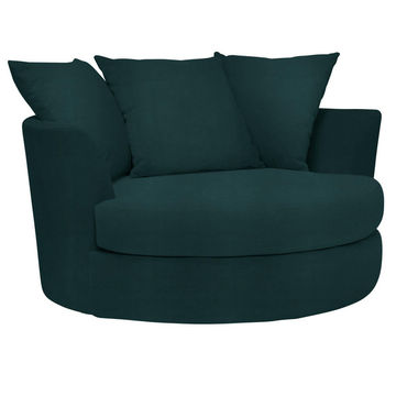 Fiona Velvet Barrel Lounger Accent Chair- Green