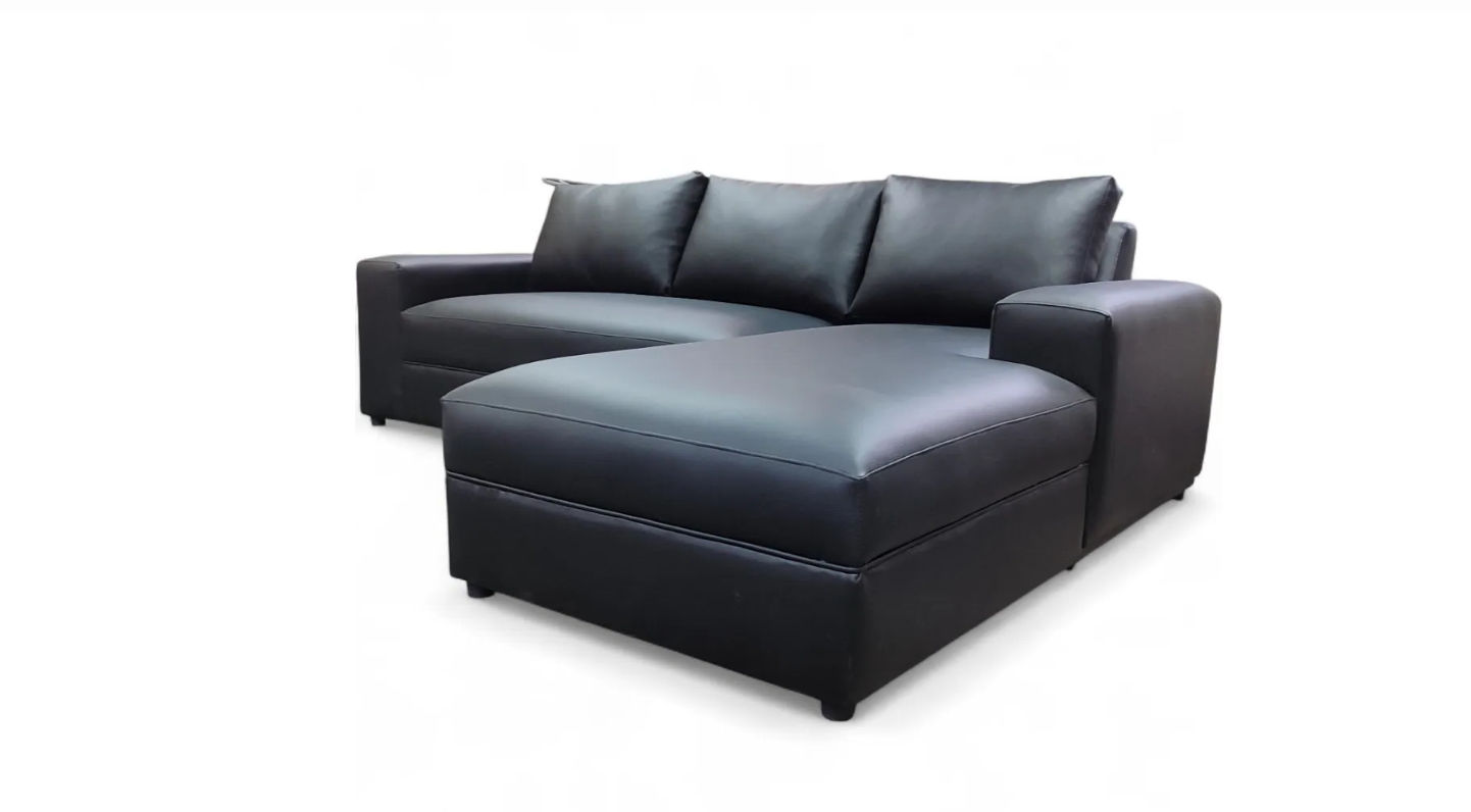 Chamberlin Leather Couch Black Left Sided