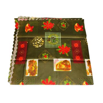 TABLECLOTH GREEN WITH RED BOWS 150X240CM
