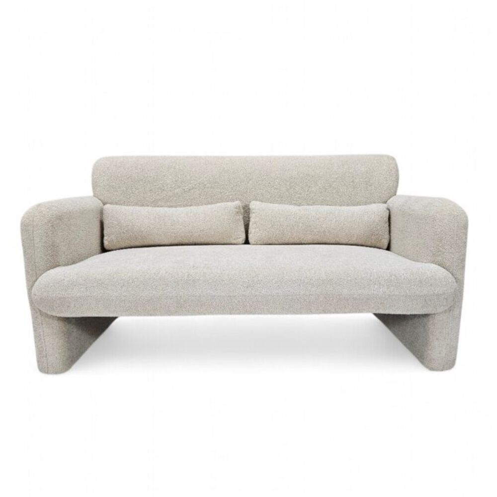 Bouclé Fabric Accent Couch 150x77x80cm – Modern Grey Lounge Sofa