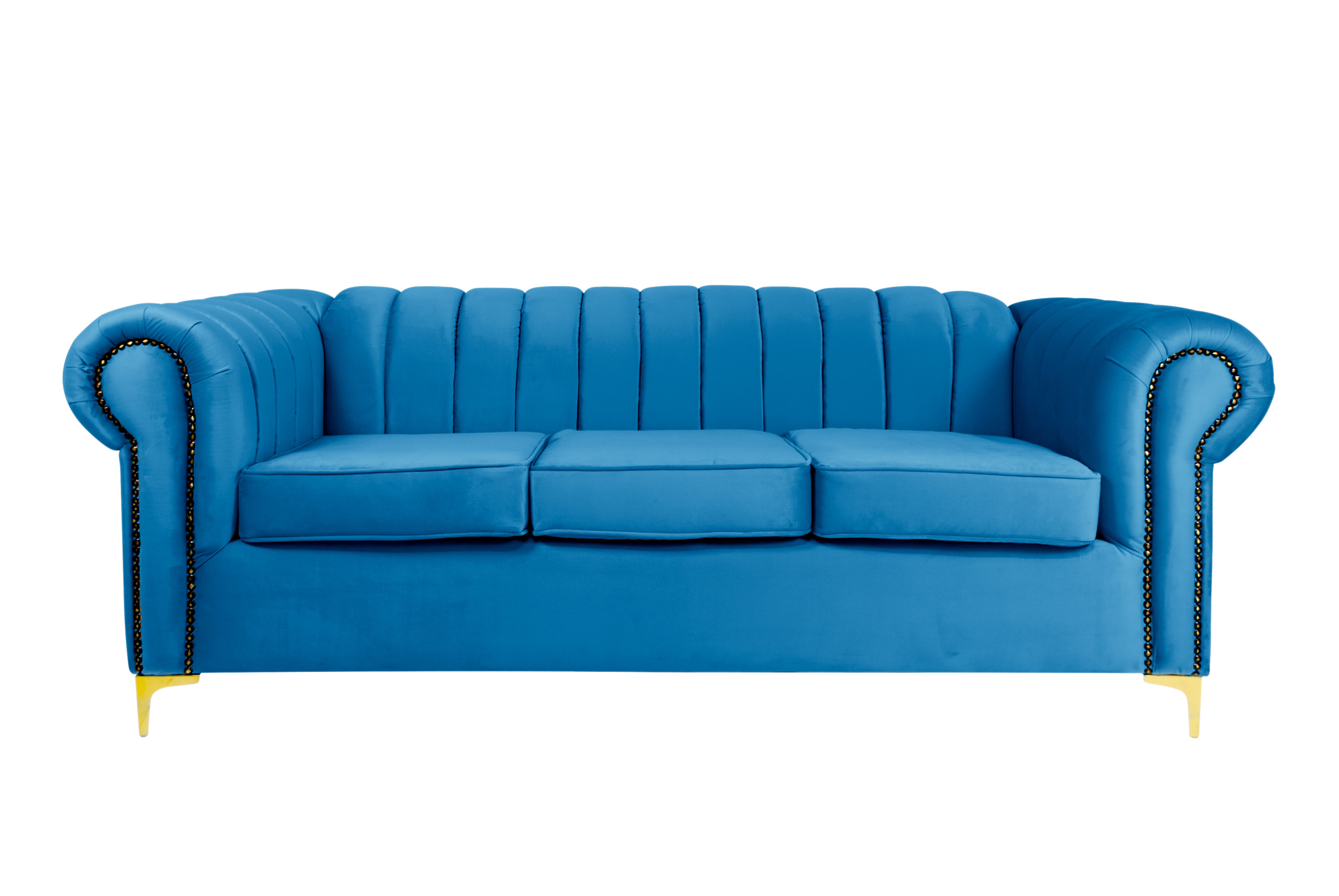 Latina 3 Seater Stripe Couch - Blue