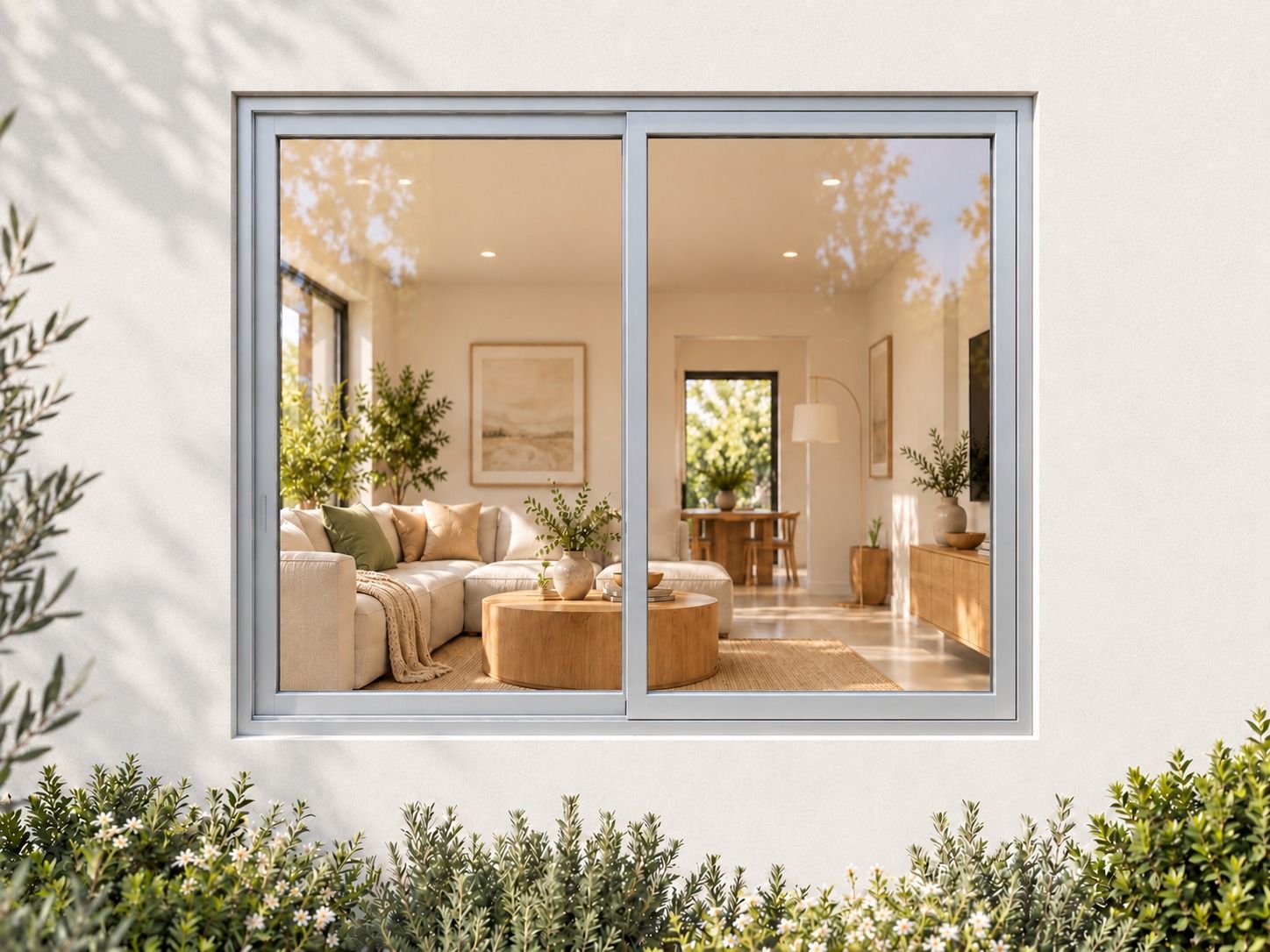 Kenzo Aluminium Sliding Window - Silver, 1200 900 mm, Two Sliding Panels