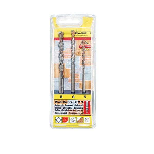 ALPEN - Multicut Drill Bit Set 3 Piece Hex Shank 5 6 8mm