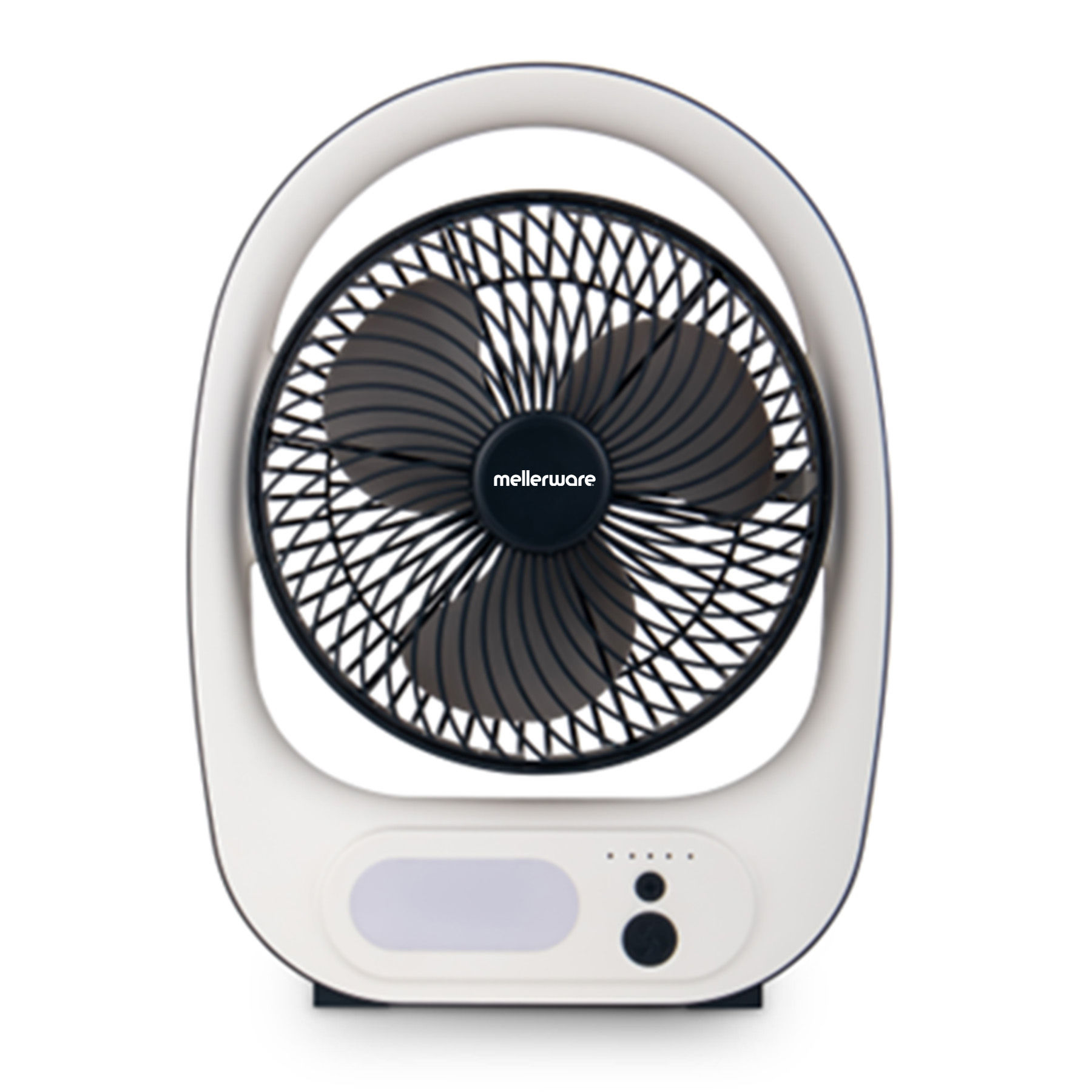 Mellerware Fan Rechargeable Desktop Plastic White 7in 7W 