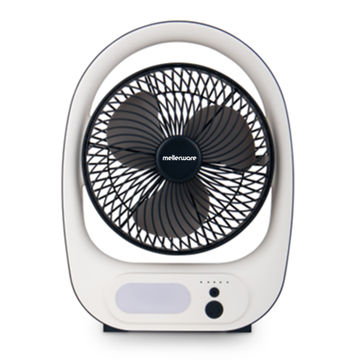 Mellerware Fan Rechargeable Desktop Plastic White 7in 7W "Light Wave"