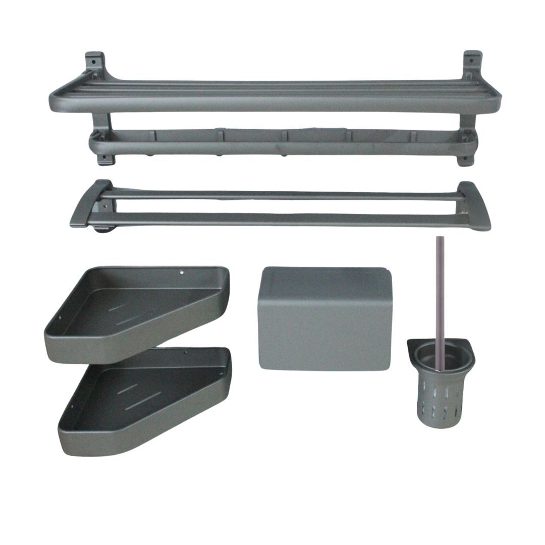 BATHROOM ACCESSORIES 5PC SET - GREY