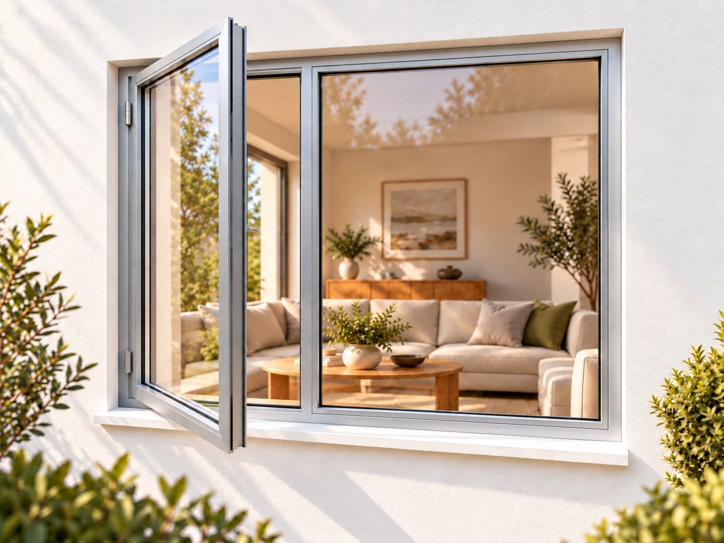 Kenzo Premium Side-Hung Aluminium Window - Silver, 1800 1200 mm, Left Side Opener