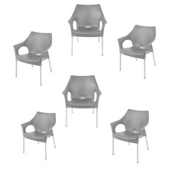 Dublin Café Chair/Patio Chair/ Garden Chair / Stacking Chair - KALAHARI GREY - Set of 6