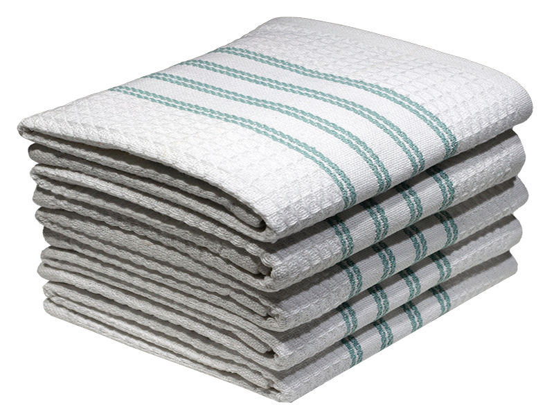 Multipurpose, Easy Fit, Absorbent Kitchen Towel - Design 2343 - 042x068cms - (05 Pc Pack) - Stripes - Mint
