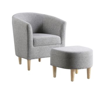 IG Furn- Bouclé Bliss Chair & Ottoman Grey