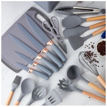 Madiega Furniture - 19 Piece Silicon Kitchenware Set - Grey