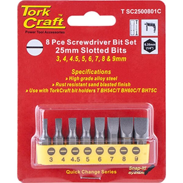 S/Driver Bit Set 8Pce Slotted 3Mm-9Mm