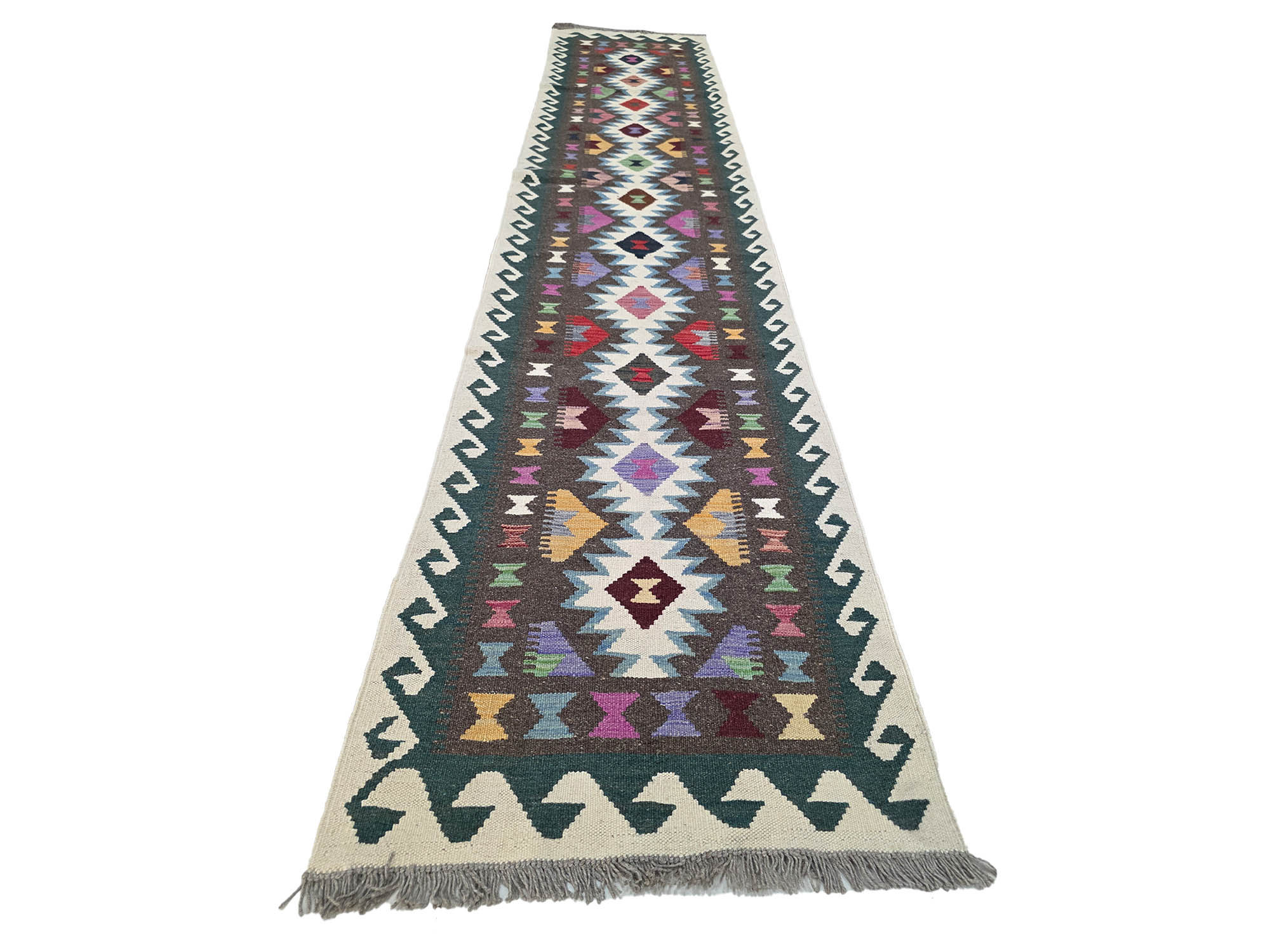 4 Meter Afghan Natural Kilim Runner 389 x 82 CM