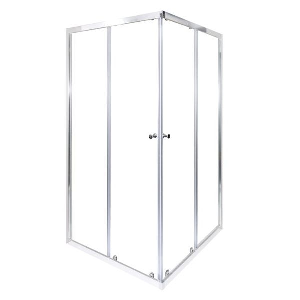 NAYA - Argent Double Sliding Corner Entry Shower Enclosure 1860x890mm – Silver Frame, 6mm Clear Glass