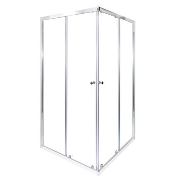 NAYA - Argent Double Sliding Corner Entry Shower Enclosure 1860x890mm – Silver Frame, 6mm Clear Glass