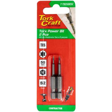 TORX TX 5 CLASSIC BIT 50MM 2PC CARDED
