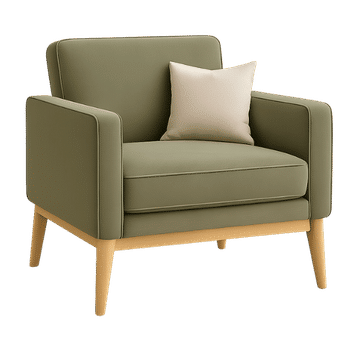 Olive Grove Chair – Sage Green Upholstery with Wooden Legs
