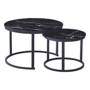 2 Piece Extra Large Coffee Table Indus Series - Marble Black