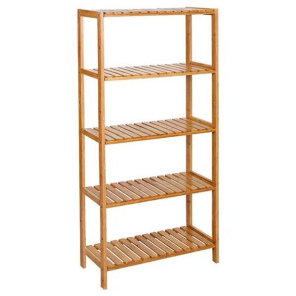 5 TIER BAMBOO WIDE STANDING SHELF