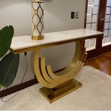 IG Furn- Janell Marble Top Console Gold