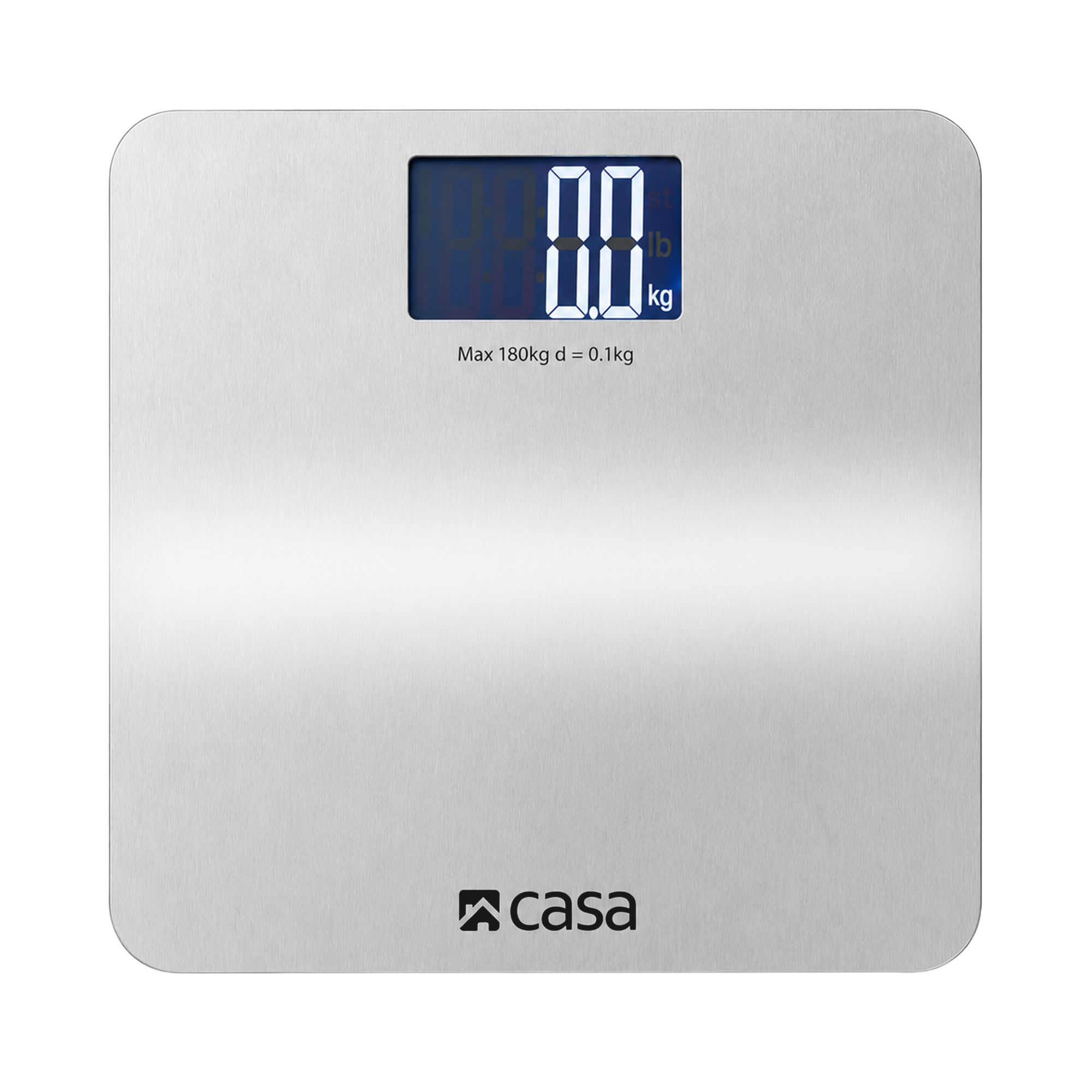 CASA Digital Bathroom Scale - Steel Platform - Large LCD Display
