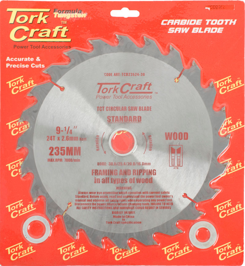 Tork Craft - Blade Tct 235 x 24T 30/20/16 General Purpose Rip