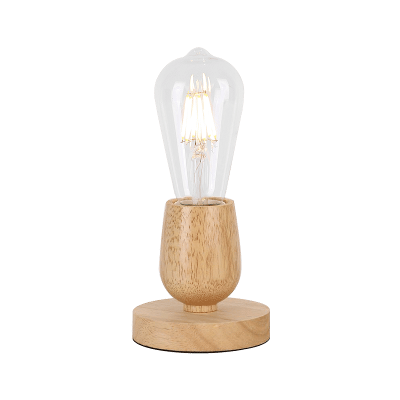 Metal and Light Wood Table Lamp